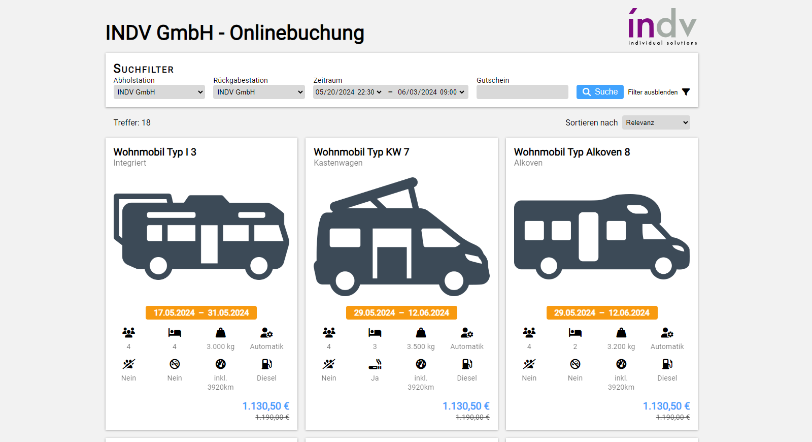 Onlinebuchungsstrecke